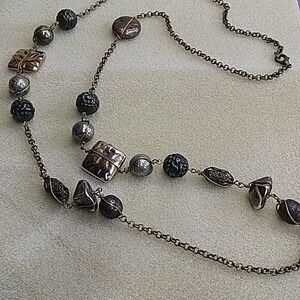 Wire-wrapped‎ metal beaded necklace
